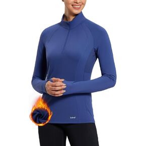 BALEAF Women's 1/4 Zip Fleece Pullover Thermal Long Sleeve Shirts Ski Base Layer Top Thumbholes Winter Cold Weather