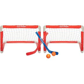 Road Warrior 24" Mini Hockey Fold n' Goal Net Hockey Combo - 2 Easy to Fold Mini Goals, 2 Mini Hockey Sticks, 2 Mini Foam Balls, 1 Carry Bag - No Assembly Required