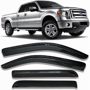 Side Car Window Visors Rain Guards Vent Deflectors Fit 09-14 Ford F150 Super Crew Cab 94155 Sun Shade Window Vents 4-pc Set