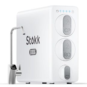 Stokk Tankless Reverse Osmosis System, 800 GPD Fast Flow Water Filter, NSF/ANSI 58&42, 8 Stage RO System, 3:1 Pure to Drain, Under Sink Tankless RO System, Smart Faucet, Reduce PFAS, S2