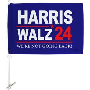 Blue We Are Not Going Back Harris Walz Flag For Car Bandera Para Carros Window Clip Pole Mount Kit President 47 Poster Auto Decor Sign Outdoor Sports Fan Decorations Democrat Gift Made In USA