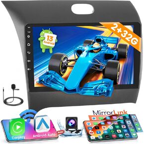 4G + 64G Android 13 ستيريو للسيارة 2013-2018 KIA Cerato K3 Forte Radio، 9 بوصة IPS شاشة تعمل باللمس مع Apple Carplay Android Auto، Bluetooth GPS WiFi 32EQ DSP FM RDS SWC+Mic، كاميرا احتياطية AHD