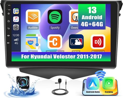Camecho Radio for Hyundai Veloster 2011-2017, Android 13 Car Stereo with Wireless Carplay Android Auto, 9" Touch Screen Car Radio with Bluetooth, GPS Navigation, WiFi + AHD Backup Camera in Saudi Arabia