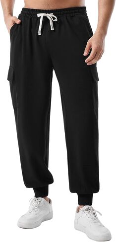 بنطلون رياضي رجالي من SILKWORLD مع جيوب للركض للرجال، سروال كاجوال برباط in Kuwait
