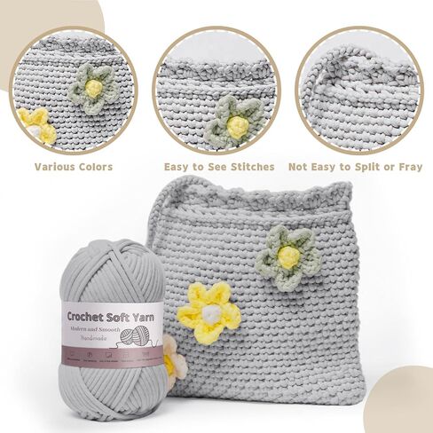 328 ياردة غزل للحياكة، 250 جم/8.81 أونصة غزل كروشيه أخضر فاتح، غزل ناعم للحياكة مع علامات الغرز، إبر حادة مكتنزة سميكة من مزيج القطن والنايلون للمبتدئين في الحياكة in Kuwait