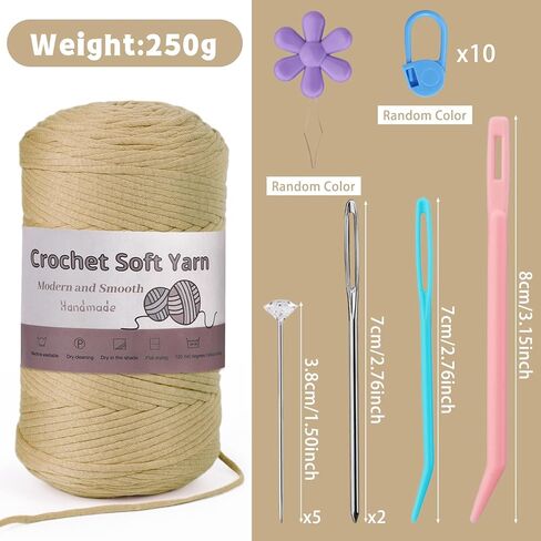 328 ياردة غزل للحياكة، 250 جم/8.81 أونصة غزل كروشيه أخضر فاتح، غزل ناعم للحياكة مع علامات الغرز، إبر حادة مكتنزة سميكة من مزيج القطن والنايلون للمبتدئين في الحياكة in Kuwait