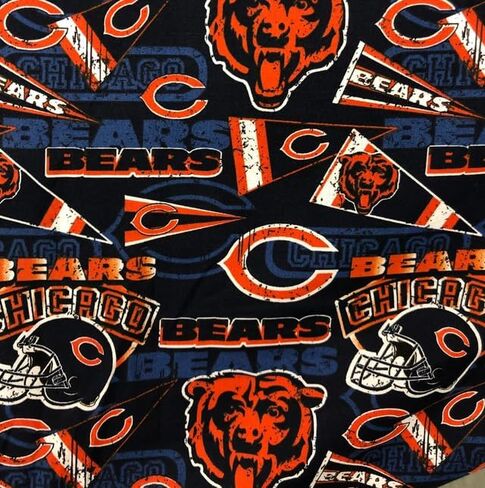 نسيج قطن Chicago Bears - نسيج قطني يحمل شعار فريق NFL من The Yard، ربع سمين، نصف ياردة، 1 ياردة، قطعتان من الياردات in Saudi Arabia