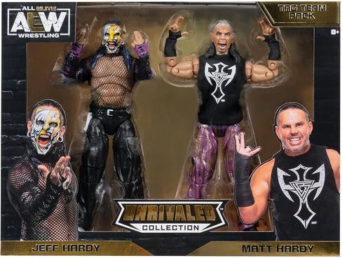 مجموعة All Elite Wrestling AEW التي لا مثيل لها من The Hardys 2 - شخصيتان مقاس 6 بوصات مع ملحقات قميص مدخل ناعم (حصريًا لأمازون) in Kuwait