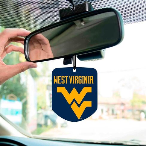 FANMATS 61642 NCAA West Virginia Mountaineers معطر هواء معلق للسيارة، عبوتان، رائحة ثلج أسود، مزيل للرائحة، تصميم درع مع شعار الفريق in Saudi Arabia