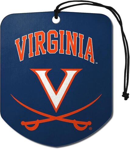 FANMATS 61638 NCAA Virginia Cavaliers Hanging Car Air Freshener, 2 Pack, Black Ice Scent, Odor Eliminator, Shield Design with Team Logo in Saudi Arabia