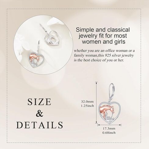 أقراط حصان LUHE من الفضة الإسترلينية وقلادة على شكل حصان جبلي وفتاة مجوهرات هدايا عيد الميلاد للنساء والفتيات in Kuwait