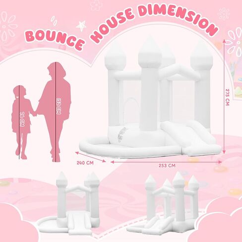 FBSPORT White Bounce House, Inflatable Bouncer with Air Blower,Indoor & Outdoor Bouncy Castle with Big Ball Pit for Wedding Party Kids Birthday Party, Easy to Install in Saudi Arabia