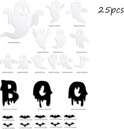 Halloween Ghost Wall Decor -12Pcs 3D Cute Ghost Stickers Window for Halloween Home Decorations Self-Adhesive White Ghost Decals for Halloween Eve Party Decor Indoor Room Decor in Kuwait