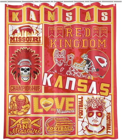 Football Shower Curtain, Red Kingdom Football Fans Curtain, Sports Football Style Shower Curtain for Home Bathroom Decor 60x72 Inch in Saudi Arabia