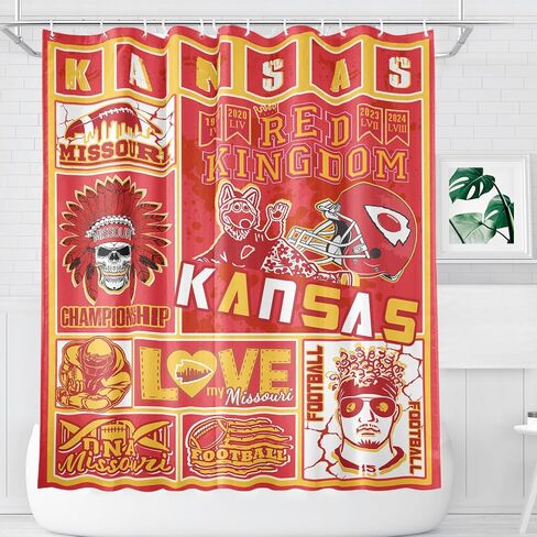 Football Shower Curtain, Red Kingdom Football Fans Curtain, Sports Football Style Shower Curtain for Home Bathroom Decor 60x72 Inch in Saudi Arabia