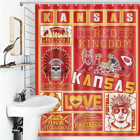 Football Shower Curtain, Red Kingdom Football Fans Curtain, Sports Football Style Shower Curtain for Home Bathroom Decor 60x72 Inch in Saudi Arabia