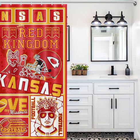Football Shower Curtain, Red Kingdom Football Fans Curtain, Sports Football Style Shower Curtain for Home Bathroom Decor 60x72 Inch in Saudi Arabia