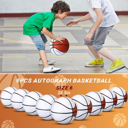 Jenaai 9PCS Size 6 Blank Autograph Basketball Customized Basketball with 6 White Panels Junior Adult Basketball Trophy for Signing Blank Signature Basketball for High School College Coach Gift in Saudi Arabia