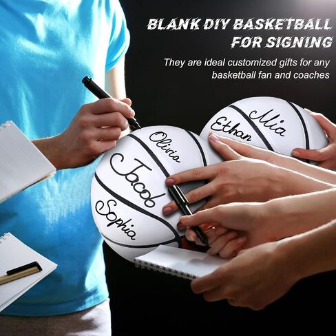 Jenaai 9PCS Size 6 Blank Autograph Basketball Customized Basketball with 6 White Panels Junior Adult Basketball Trophy for Signing Blank Signature Basketball for High School College Coach Gift in Saudi Arabia