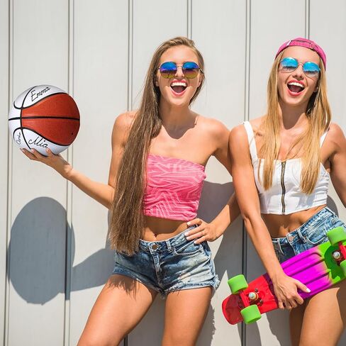 Jenaai 9PCS Size 6 Blank Autograph Basketball Customized Basketball with 6 White Panels Junior Adult Basketball Trophy for Signing Blank Signature Basketball for High School College Coach Gift in Saudi Arabia