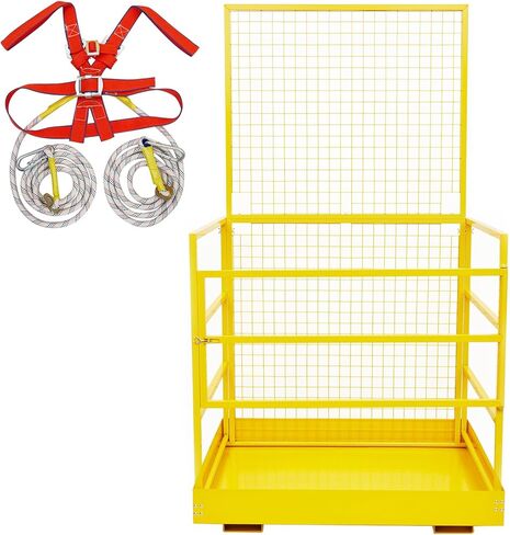 45"x43" Forklift Safety Cage, 1500 Lbs Capacity Forklift Man Basket, Heavy Duty Steel Forklift Work Platform with Safety Harness for 1-5 People Aerial Work Platform in Saudi Arabia