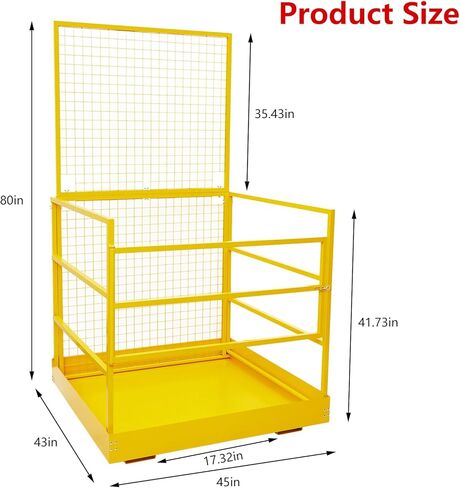 45"x43" Forklift Safety Cage, 1500 Lbs Capacity Forklift Man Basket, Heavy Duty Steel Forklift Work Platform with Safety Harness for 1-5 People Aerial Work Platform in Saudi Arabia