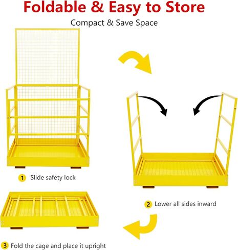 45"x43" Forklift Safety Cage, 1500 Lbs Capacity Forklift Man Basket, Heavy Duty Steel Forklift Work Platform with Safety Harness for 1-5 People Aerial Work Platform in Saudi Arabia
