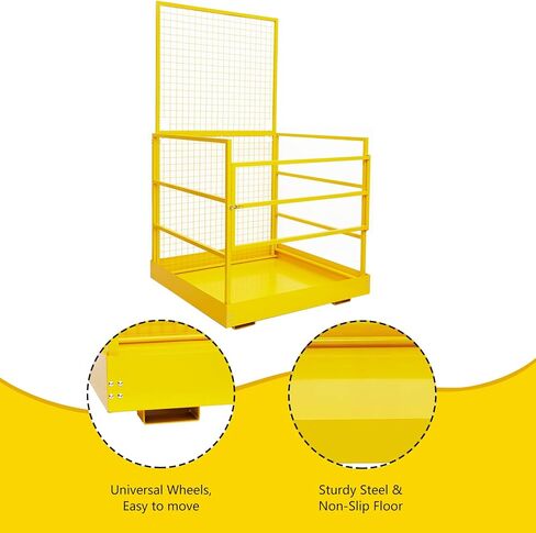 45"x43" Forklift Safety Cage, 1500 Lbs Capacity Forklift Man Basket, Heavy Duty Steel Forklift Work Platform with Safety Harness for 1-5 People Aerial Work Platform in Saudi Arabia