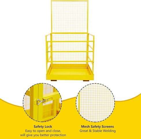 45"x43" Forklift Safety Cage, 1500 Lbs Capacity Forklift Man Basket, Heavy Duty Steel Forklift Work Platform with Safety Harness for 1-5 People Aerial Work Platform in Saudi Arabia