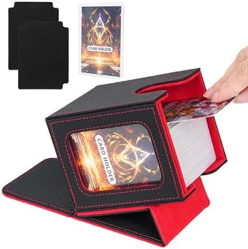 MTG Deck Box for Commander Display, PU Leather Card Storage Box for Trading Cards, TCG CCG, YuGiOh, Collectibles Sport Cards, Microfiber Lined with 2 Dividers and 1 Toploader (Black/Deep Blue) in Saudi Arabia