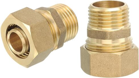 uxcell 4Pcs Brass Compression Tube Fitting, 18mm Tube OD x G1/2 Male Connector Straight Coupling Adapter Union Fittings in Saudi Arabia
