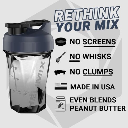 HELIMIX 2.0 Vortex Blender Shaker Bottle Holds upto 28oz | No Blending Ball or Whisk | USA Made | Pre Workout Protein Drink Cocktail Shaker Cup | Weight Loss Supplements Shakes | Top Rack Safe in Saudi Arabia