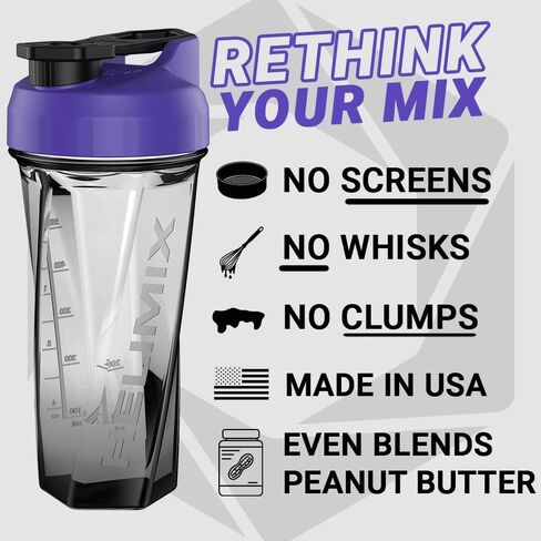 HELIMIX 2.0 Vortex Blender Shaker Bottle Holds upto 28oz | No Blending Ball or Whisk | USA Made | Pre Workout Protein Drink Cocktail Shaker Cup | Weight Loss Supplements Shakes | Top Rack Safe in Saudi Arabia