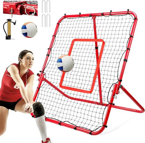 Official Balls + Installation-Free Practice Volleyball Rebounder Net for Backyard Training Baseball Soccer Rebounder - Adjustable 7 Angles x 4 Zones - Easy Setup All Angle Training Ball Improve Skill in Saudi Arabia