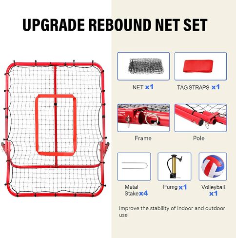 Official Balls + Installation-Free Practice Volleyball Rebounder Net for Backyard Training Baseball Soccer Rebounder - Adjustable 7 Angles x 4 Zones - Easy Setup All Angle Training Ball Improve Skill in Saudi Arabia