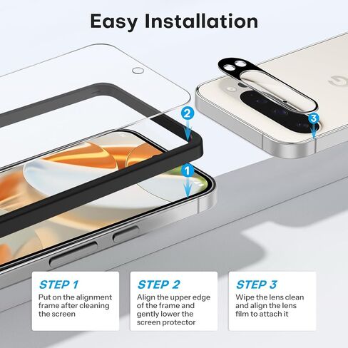 OMOTON 3+2 Pack for Google Pixel 8a Screen Protector, 3 Pack Tempered Glass Screen Protector & 2 Pack Camera Lens Protector for Pixel 8a 2024 Released 6.1-inch, Case Friendly/9H Hardness in Saudi Arabia