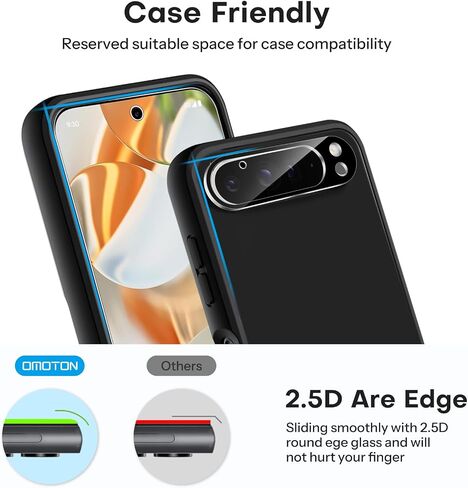 OMOTON 3+2 Pack for Google Pixel 8a Screen Protector, 3 Pack Tempered Glass Screen Protector & 2 Pack Camera Lens Protector for Pixel 8a 2024 Released 6.1-inch, Case Friendly/9H Hardness in Saudi Arabia