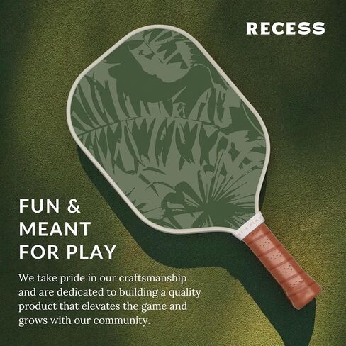 Recess Pickleball Single Paddles - Fiberglass Surface, Honeycomb Core - Sweatproof Foam Comfort Grip - Canvas Cover & Silicone Grip Ring - Tournament or Casual Play - Modern Designs - USAPA Approved in Saudi Arabia