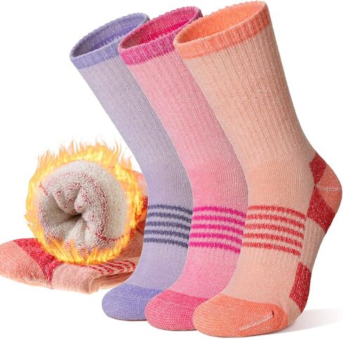 Velice Merino Wool Hiking Socks for Women Thermal Warm Winter Boot Work Cushion Crew Socks 3 Pairs in Kuwait