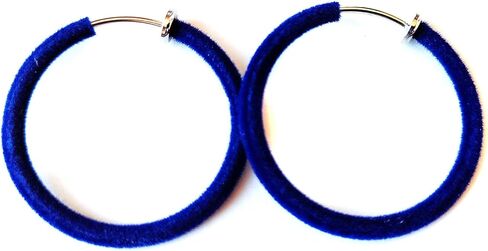 كليب على الأقراط المخملية الأزرق الداكن الأقراط غير مثقوبة الأطواق 25 مم و 50 مم in Kuwait