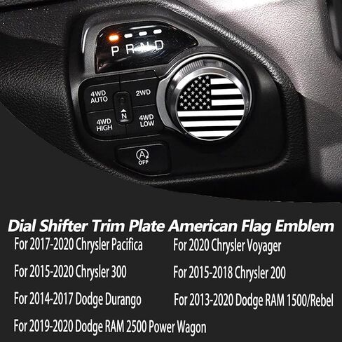 CONGCONG for Dodge Ram Chrysler Durango Traveler American Shifter Knob Cover,Dinosaur Stainless Steel Decal Compatible with Chrysler 200/300, Pacifica,Dodge Durango, Voyager, Ram 1500 2500 (Dinosaur) in Saudi Arabia
