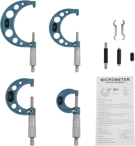 0-4In Outside Micrometer & Accessories, Professional 0.0001 Precision Machinist Tool W/Carbide Tips for Industrial Measuring Tools (4-Pack) in Saudi Arabia