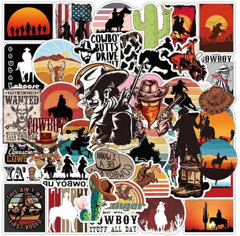 Cowboy Stickers Cowgirl Stickers Combo 100PCS, Valentine's Day Western Decals Vinyl Country Pink Cowgirl Sticker Waterproof for Kids Adults for Water Bottle Laptop Skateboard Snowboard Guitar Phone in Saudi Arabia