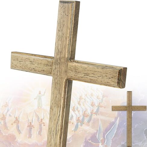 ديكور حائط من Wood Cross Crafts، صليب خشبي معلق على الحائط مقاس 13 بوصة، هدية تأكيد متقاطعة، هدايا المعمودية، صليب حائط مقدس، ديكور ديني مصنوع يدويًا، صليب خشبي مصنوع يدويًا - SOLROS in Kuwait