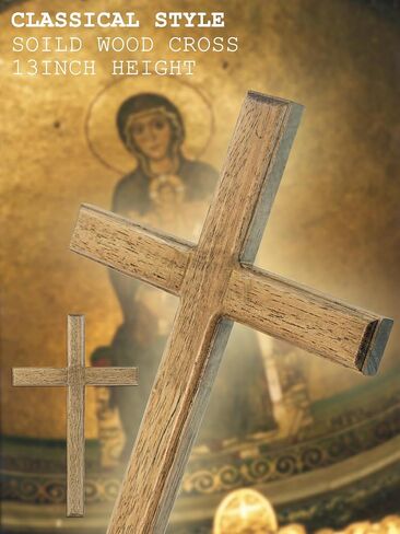 ديكور حائط من Wood Cross Crafts، صليب خشبي معلق على الحائط مقاس 13 بوصة، هدية تأكيد متقاطعة، هدايا المعمودية، صليب حائط مقدس، ديكور ديني مصنوع يدويًا، صليب خشبي مصنوع يدويًا - SOLROS in Kuwait