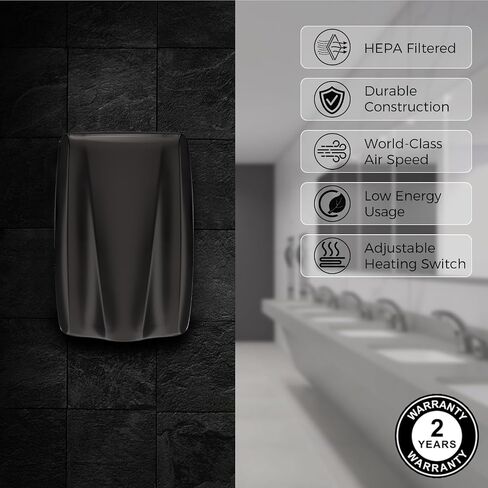 UL Approved Stainless Steel Bathroom Hand Dryer with HEPA Filter, Heavy Duty Automatic Electric High Speed Hand Dryer for Commercial Restroom, Brushed in Kuwait