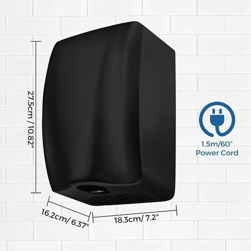 UL Approved Stainless Steel Bathroom Hand Dryer with HEPA Filter, Heavy Duty Automatic Electric High Speed Hand Dryer for Commercial Restroom, Brushed in Kuwait