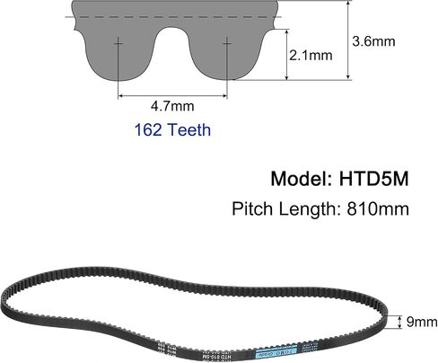 uxcell HTD-5M Rubber Timing Belt 190 Teeth, 950mm Pitch Length x 9mm Width x 3.6mm Height, Closed Loop Pulley Timing Belt in Saudi Arabia