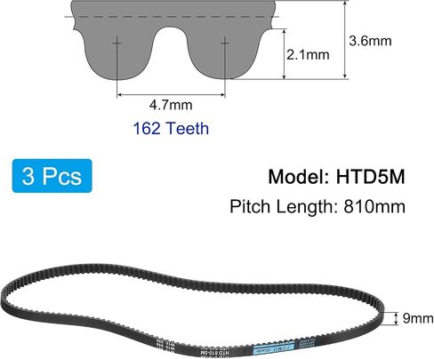 uxcell 3pcs HTD-5M Rubber Timing Belt 178 Teeth, 890mm Pitch Length x 9mm Width x 3.6mm Height, Closed Loop Pulley Timing Belt in Saudi Arabia