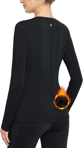 BALEAF Women's Thermal Shirts Crewneck Fleece Lined Long Sleeve Tops Running Workout Ski Base Layer Winter Cold Weather in Saudi Arabia